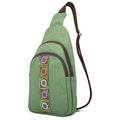 SILKAREA Canvas Sling Bag for Wome Crossbody Purse Small Sling Backpack Purse Travel Hiking Chest Bag Daypack - color: Dark Green
