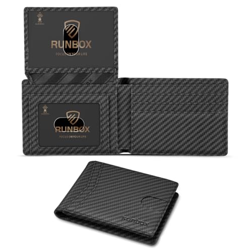 RUNBOX Wallet for Men -Slim Rfid Leather Mens Bifold Novelty Wallets 2 ID Window With Gift Box Men's Accessories | Slim - color: Weave Pattern Bicolor Black-Grey