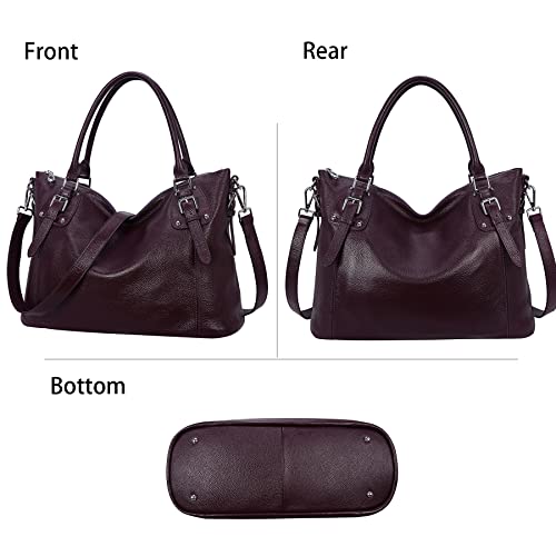 HESHE Genuine Leather Purses and Handbags for Women Tote Shoulder Bag Satchel Purse Top Handle Bags Hobo Crossbody Purse - color: Violet, size: Large