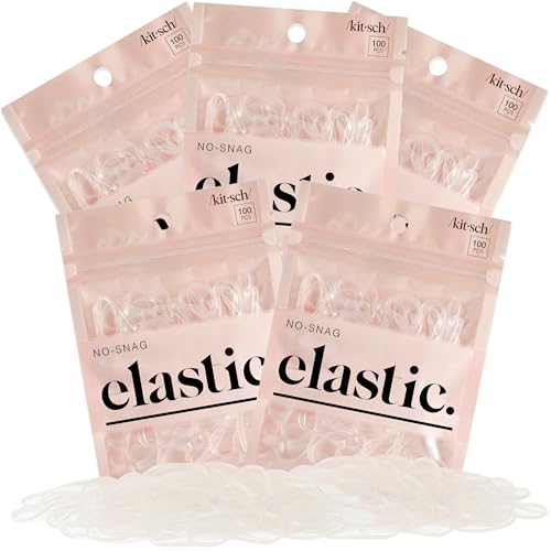 Kitsch Hair Ties No Damage for Kids, Teens and Women - Rubber Bands for Hair Styling | No Snag Hair Elastics | Daily Hair Accessories | Ideal Gifts for Women - 500pcs (Clear) - color: Clear, size: 500 Count (Pack of 5)