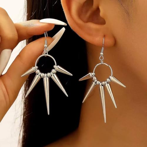 Silver Dangle Earrings For Women Trendy,Boho Cute Drop Western Earings,Vintage Gothic Ethnic Statement Beach Vacation Long Earrings with Leaf Teardrop Turquoise Crystal Tassels,Fashion Jewelry Birthday Gift. - color: A60) Silver Gear Shaped Dangle
