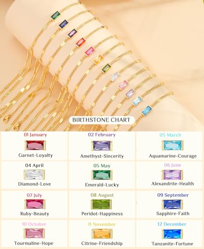 Birthstone Gold Bracelets for Women Trendy 14K Gold Plated Hand Chain Bracelet Stack Stackable Friendship Birthday Bracelets Gifts Christmas Stocking Stuffer for Women - color: 10 October