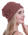 osvyo Chemo Headwear Turban Cap for Women - Cancer Beanie Hair Loss Sealed Packaging - color: Cotton Sand Brown