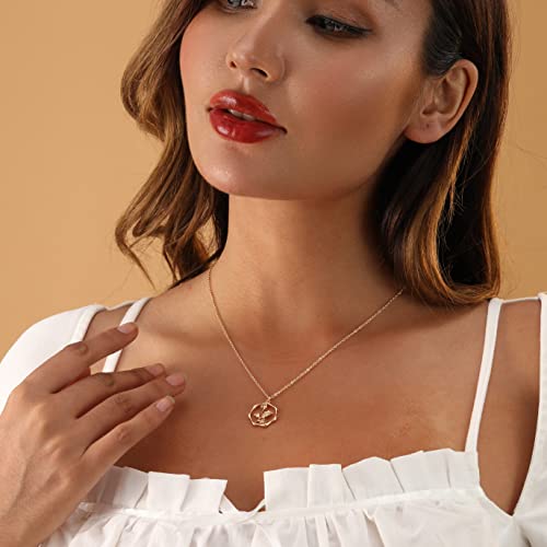 Gold Necklace for Women Birth Flower Necklaces 18K Gold Plated Custom Birth Month Floral Necklaces Birthday Gifts for Women - style: Gold-11-Chrysanthemum