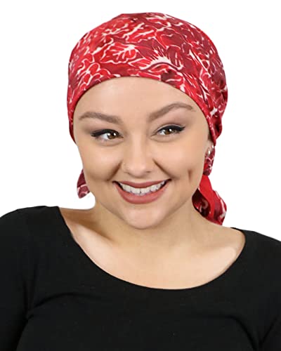 Hats Scarves & More Chemo Scarf Head Scarves for Women Cancer Headwear Headscarf Head Coverings 28 Inch Square Batik - color: Amaryllis