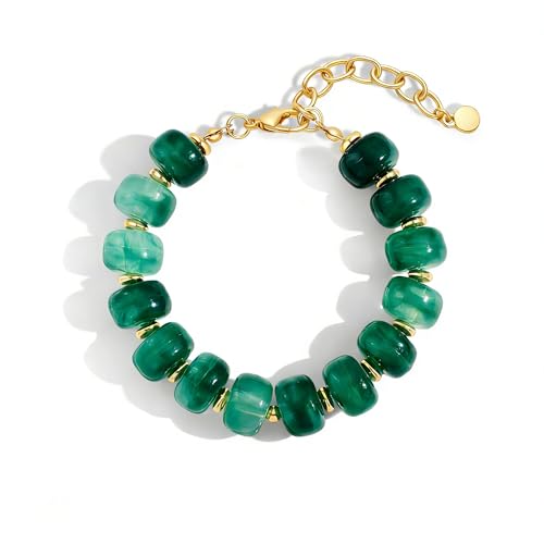 Chunky Beaded Bracelets for Women Boho Multicolor Acrylic Resin Beads Bracelet Adjustable Statement Bracelet Summer Beaded Jewelry - color: Beads bracelet--green