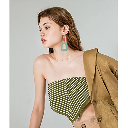 ANXIN Boho Personality Retro Tassel Rectangular Wooden Contrasting colors Earrings Chic Green Temperament Geometric Earrings Jewelry Gifts For Women - color: GREEN Wooden colors Earrings