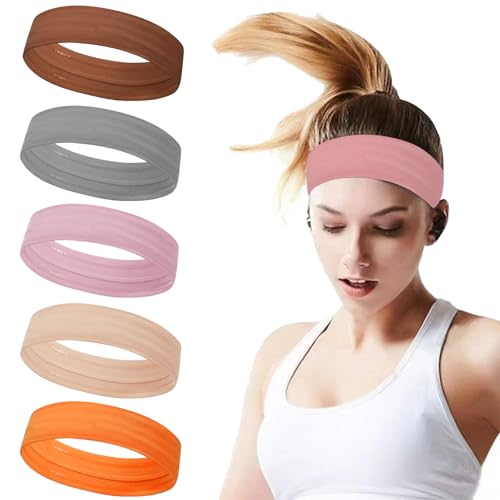 Workout Headbands Non Slip Headband Sport Headbands Sweatbands Elastic Sport Hair Bands for Sports Travel Indoor Fitness Gym - color: solid25