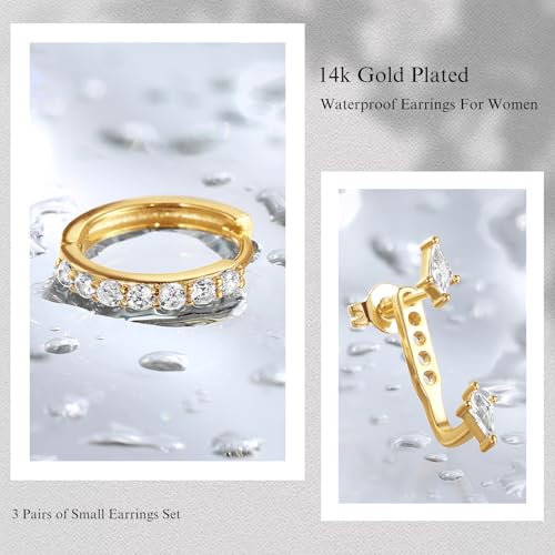 GEORGE · SMITH Stackable Kite Stud Earrings Set for Women, Gold & Silver Huggie Birthstone Jewelry with Emerald Green & Blue Sapphire, Trendy Earrings for Women 2025 - color: gold kite stud