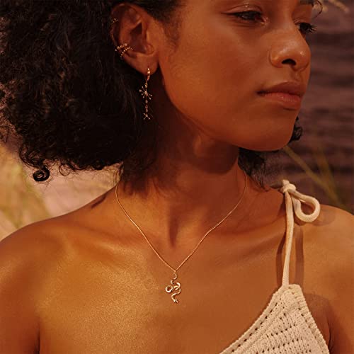 Fettero Animal Necklaces for Women 14K Gold Plated Charm Snake Necklace Elephant Bird Cat Butterfly Pendant Cute Dainty Necklace Jewelry - style: Snake-C