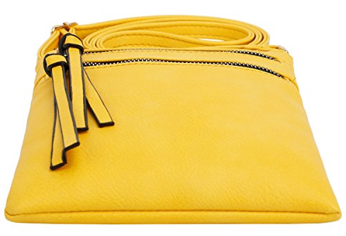 DELUXITY Crossbody Purse Bag Shoulder Bag Multi Pocket Zipper Purse - color: Yellow