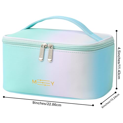 Meiyuuo Makeup Bag Large Cosmetic Bags for Women Girls Cute Travel Zipper Pouch Toiletry Organizer for Beauty Essentials Waterproof (Gradient Rainbow Green) - color: RAINBOW GREEN