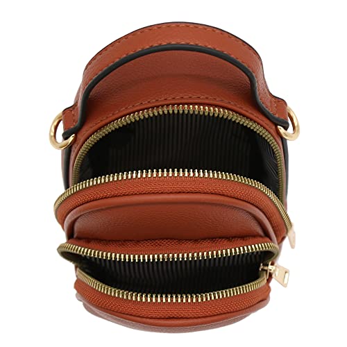 FashionPuzzle Two Compartment Mini Crossbody Bag | Two Compartment - color: Brown