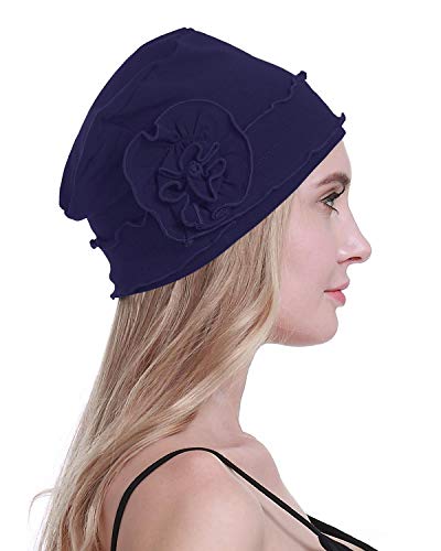 osvyo Chemo Headwear Turban Cap for Women - Cancer Beanie Hair Loss Sealed Packaging - color: Cotton Denim Blue