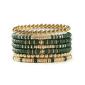 Heishi Clay Bead Bracelets Pack for Women Boho Friendship Stretch Bracelets Set Stackable Gold Beads Bracelets Jewelry for Gift