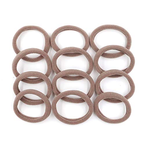 HOYOLS Large Fabric Hair Ties Soft & Gentle Bands Ponytail Holder for Thick Heavy Curly Hair, No Slip No Damage Seamless Scrunchies Headbands 100 Pcs (Caramel) - color: Caramel