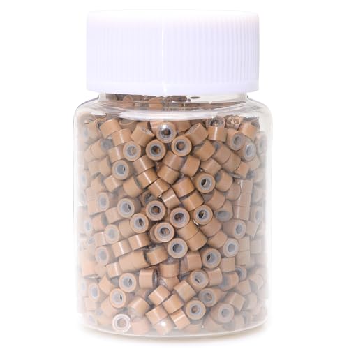 NIACONN 1000Pcs 4mm Light Brown Hair Tinsel Beads, Microlink Rings I Tip Hair Extension Beads with Silicone Lined - color: Light Brown, size: 4mm