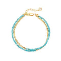 Fettero Beaded Bracelets for Women Charm Natural Stone Handmade Beads White Gold Plated Dainty Gold Bracelets Non Tarnish Boho Summer Beach Vacation Jewelry - color: Light Blue Turquoise
