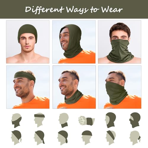 Geyoga 6 Pieces Summer UV Protection Cooling Neck Gaiter Face Clothing Neck Gaiter Mask Scarf Sunscreen Breathable Bandana - color: Khaki