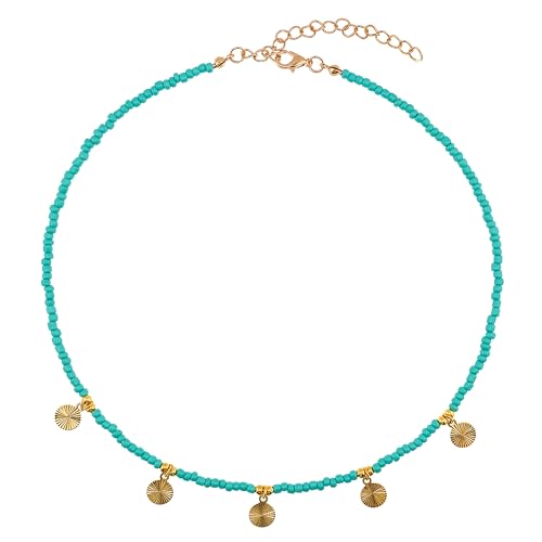 Colorful Boho Bead Choker Necklace Handmade Beaded Necklace Personalized Surfer Beach Necklaces for Women - color: XB Green 08