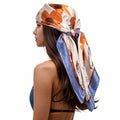 RIIQIICHY Head Scarf for Women Like Silk Scarf Hair Scarf Printed Square Scarf Bandanas for Women 35 Inches - color: Cream/Blue/Orange/Brown
