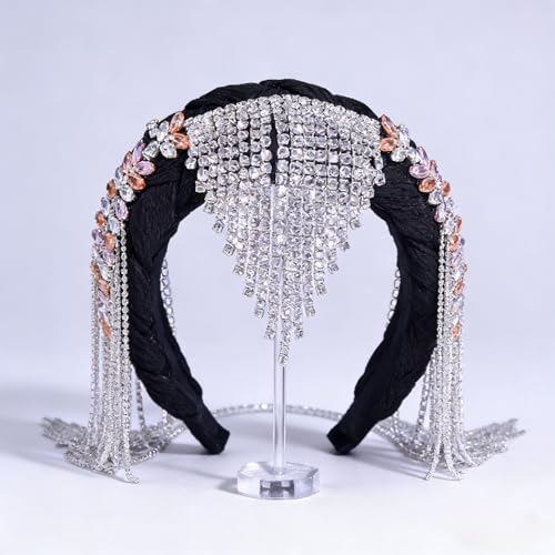 Luxury Crystal Rhinestone Headband,Bridal Wedding Hair Accessory Handmade Bohemian Style Hair Crown Wide Brimmed Headwear Ethnic Style Wedding Accessories for Anniversary Celebration Dance Party