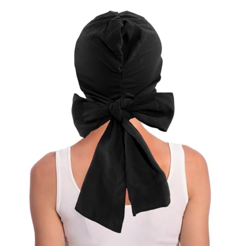 XYIYI Chemo Headwear for Womens Cancer Patients, Head Scarf Chemotherapy Headwraps Hat - color: Black