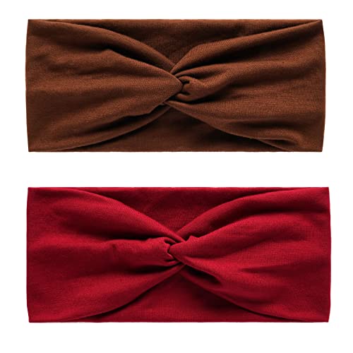 AQOKKA Elastic Knotted Headbands for Women Criss Cross Head Bands for Women's Hair Non Slip Boho Wrap Twisted Hair Accessories - color: 8 Pack Cross Ribbing Wide C