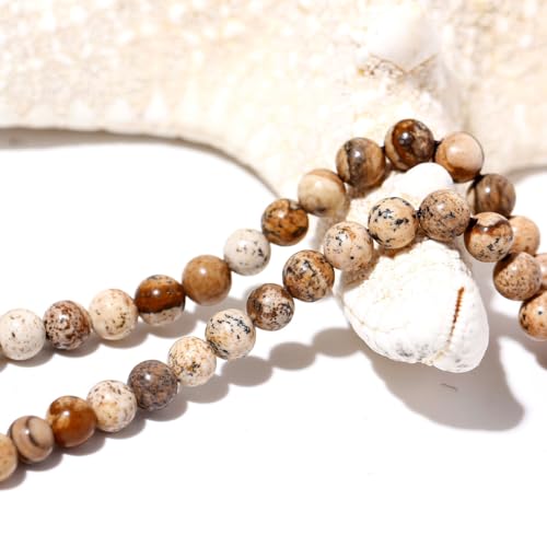 Simple Choker Necklace for Women Real Stone and Crystals Necklaces 4mm Beaded Choker Jewelry Meditation Gift for Women (16"+2") - style: Picture Jasper