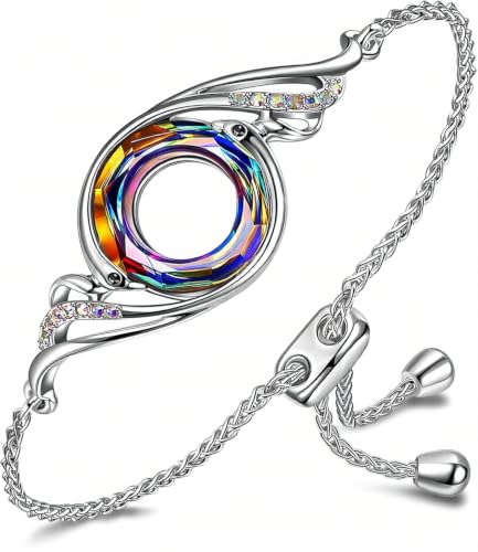 Kate Lynn Rise From the Ashes Phoenix Bracelet Made with Crystals from Austria, Adjustable Slider Bracelet for Women, Packaged with Jewelry Box, Birthday Gift for Women, Symbol of Luck and Renewal - color: Volcano