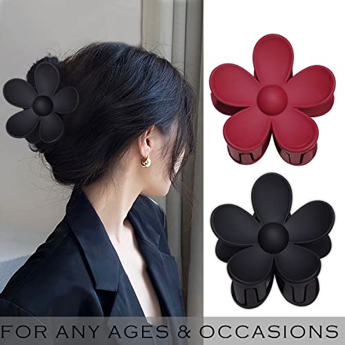 Flower Hair Clips 8PCS Large Matte Daisy Hair Claws Strong Hold Jaw Clip Large Hair Clamps for Women Thick Hair 8 Colors - color: Neutral:Khaki,Green,Orange,Dark blue,Red,Black,Pink,Grey