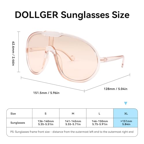 Dollger Oversized One Piece Sunglasses For Women Fashion Men Wrap Around UV400 Shield Goggles - color: 3 Packs: Champagne+yellow+grey