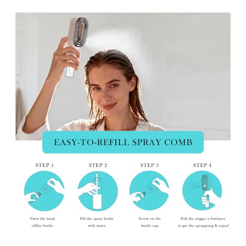 2-in-1 Manual Non-Electric Detangler Hair Brush with Built-In Mister Spray, Wet & Dry Detangling Brush for Curly, Wavy & Straight Hair, No-Tangle Anti-Frizz Brush，Reservoir 50ml.(Green) - color: Green