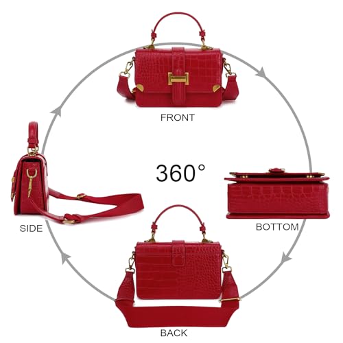 LL LOPPOP Women's Small Classy Crossbody Purse Top Handle Handbags Leather Satchel Bags for Women - color: A-red(2035)