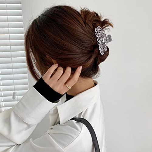 Large Claw Hair Clips 2PCS For Women and Girls Metal Retro Style With Sparkly Glitter Rhinestones Banana Jaw Hair Clamps Strong Hold Nonslip Hair Accessories
