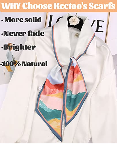 kcctoo 59" Mulberry Silk Like Head Scarf Women's Fashion Square Neck Satin Scarfs for Bag Hair Scarves Gift 59 * 5.9” - color: I03-colorful /Oil Painting