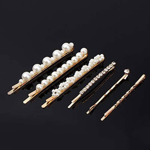 20 Pieces Elegant Hair Barrettes Bridal Golden Metal Hair Clip | Artificial Pearl Hair Pins, Clear Rhinestone Bobby Pin, Weddings Hair Accessories