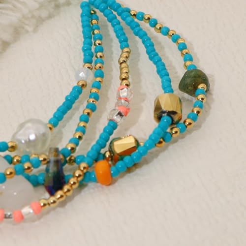 Fuqimanman2020 Boho Braided Beaded Ankle Bracelets Handmade Adjustable Beach Wrap Bracelet Draw String Anklets Bracelets Gifts for Women - color: Turquoise B
