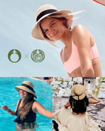 FURTALK Womens Beach Sun Straw Hat UV Protection Travel Packable Foldable Brim Summer UV Hat - color: Mixed Beige, size: Large-X-Large