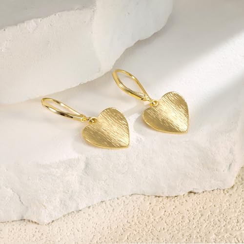 14K Gold Dangle Earrings for Women，Lightweight Circle Disc Coin Geometric Flat Brushed Drop Earrings, Hypoallergenic Leverback Earrings Jewelry - color: D-14K Gold