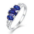 Celtic Birthstone Rings for Women 925 Sterling Silver Celtic Knot Ring 3-Stone Promise Rings for Her Wife Birthday Anniversary Wedding Jewelry - color: 09-Sept-Sapphire