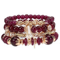 Caiyao 4Pcs Bohemia Multilayer Stackable Beaded Bracelets Set Colorful Crystal Stone Gold Beaded Stretch Bracelets Hawaii Charm Bracelet for Women Men Summer Beach Boho Vacation Jewelry Gifts - color: Purple