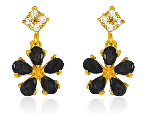 JewarHaat Indian Bollywood Necklace Set AD CZ Elegant Gold Plated Multi Stones Sparkling Crystals Choker with Earrings Fashion Jewellery for Women & Girls - color: Black