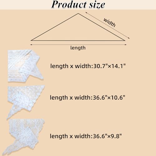 3 Pcs Bandanas for Women, Lace Head Scarf Triangle Hair Bandana Headband Cute Headscarf Boho Floral Kerchief
