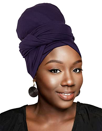 HOMELEX Head Wraps Turbans Stretch Jersey Knit Headwraps Wrap Turban Scarf Tie for Women - color: Pp-1