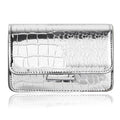 Small Crossbody Purse Bag for Women，Y2K Cute Metallic Croc-Embossed Handbag with Chain Strap - color: Medium Silver（fit Your Phone）