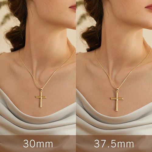 Cross Necklace for Women Gold Cross Necklaces for Women 14K Gold Cross Necklace for Womens Blend Beauty With Sentiment Dainty Gold Crosses Chain Pendant Necklaces for Womens 20/25mm - size: 30MM