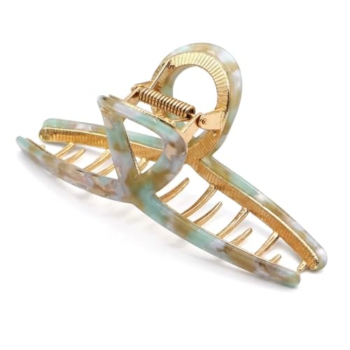 MeDOCA Large Metal Hair Clips - Big claw clips for thick hair Strong Hold Gold Leopard Print hair Claw for Thick Locks Women and Girls - color: Greenish-blue