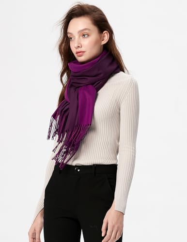 maamgic Women's Winter Scarf Soft Warm Scarf for Women Cozy Shawl Wraps for Women Lightweight Pashmina Style Wrap - color: Purple and Dark Purple