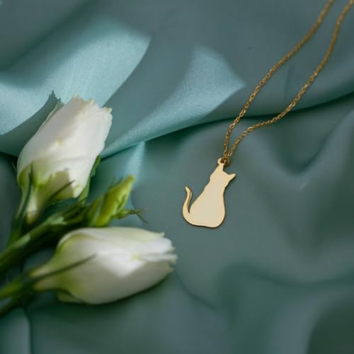 LLWOM Gold Necklace for Women-14k Gold Plated Infinity Necklace Star Of David Necklace Evil Eye Cross Pendants Heart Dainty Gold Necklace For Women - color: Gold, style: Cat Necklace